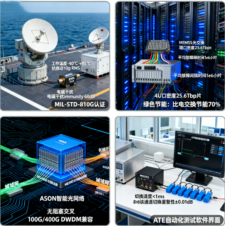 MEMS光開關光通信網絡數據中心光學測試航天軍事應用